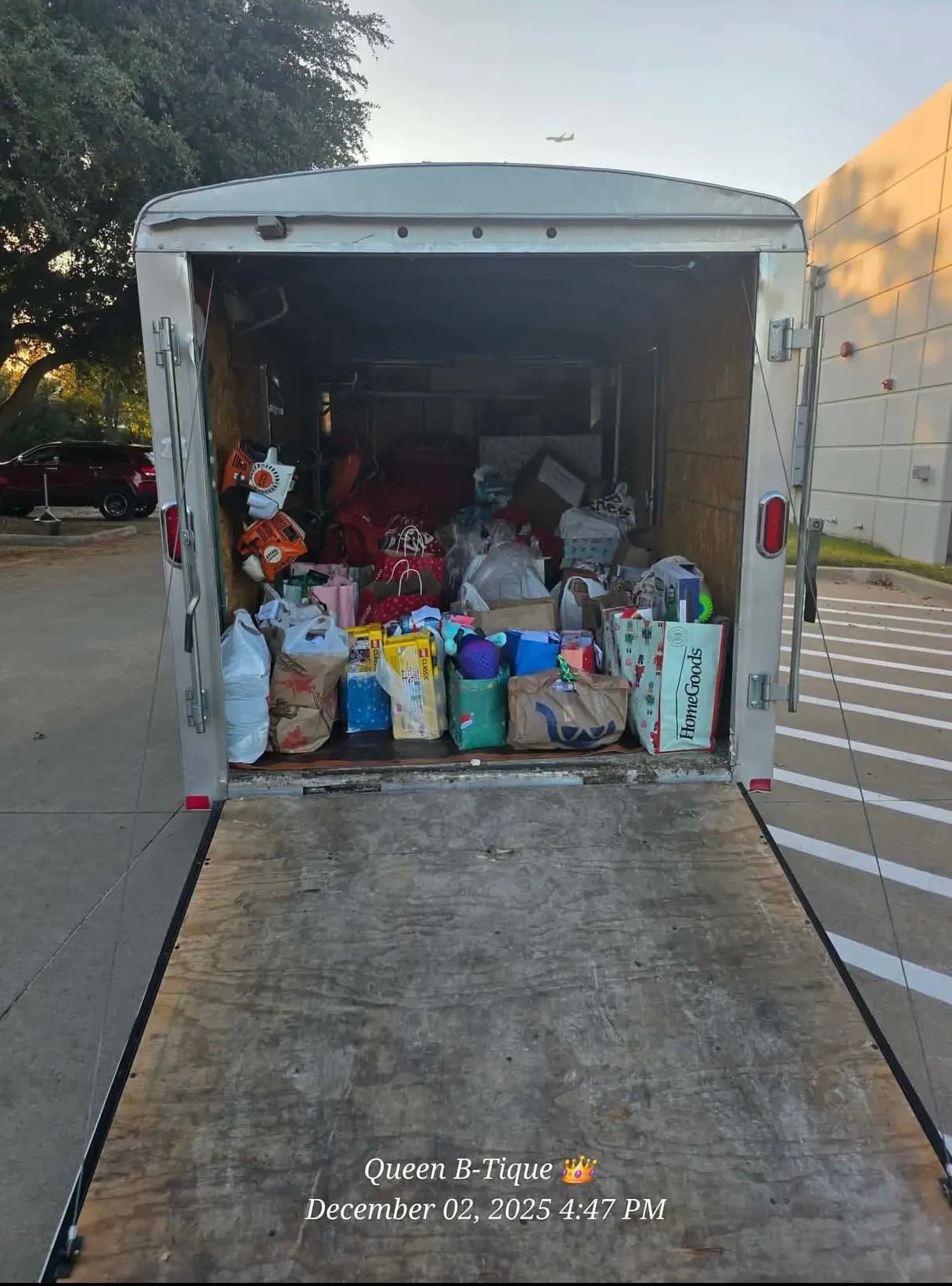 Good As New trailer loaded with Angel Tree gifts December 2025