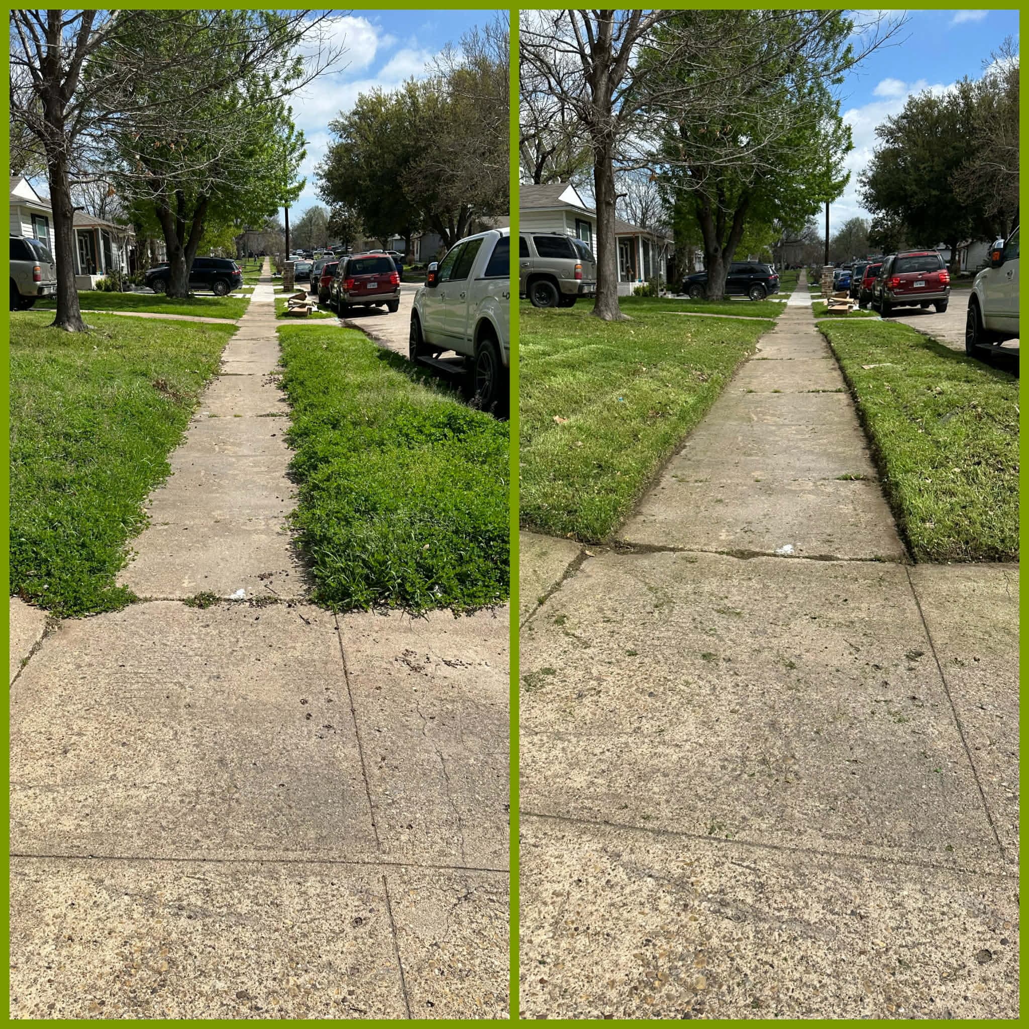 Sidewalk edging before and after