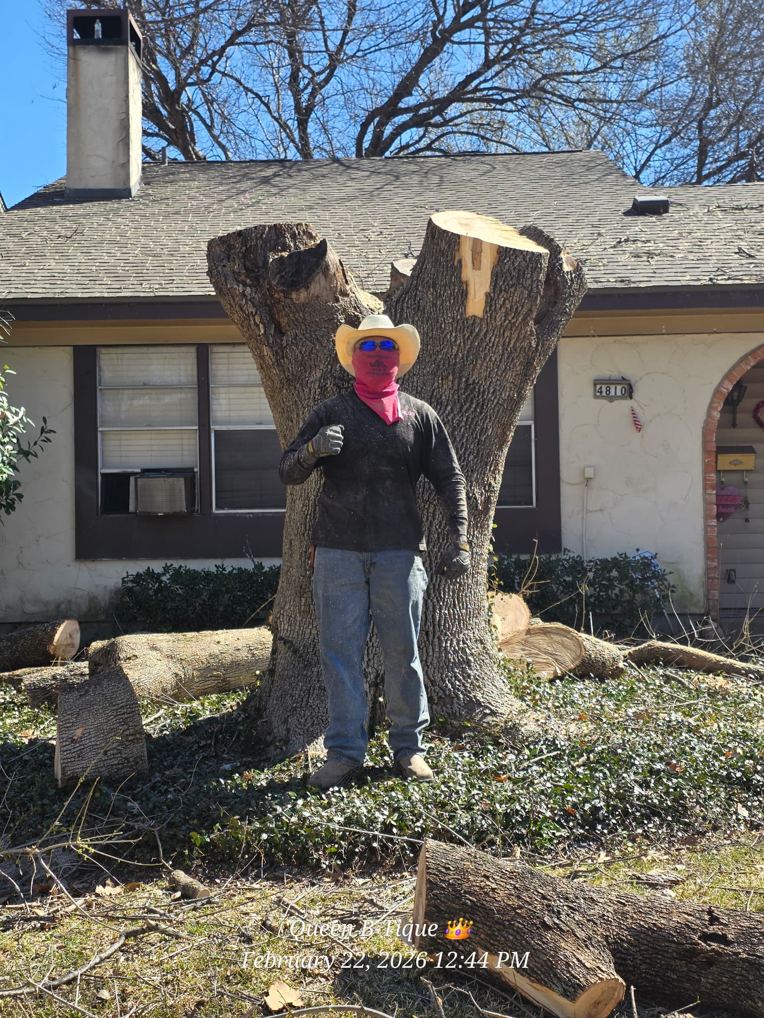 Carlos with large tree stump
